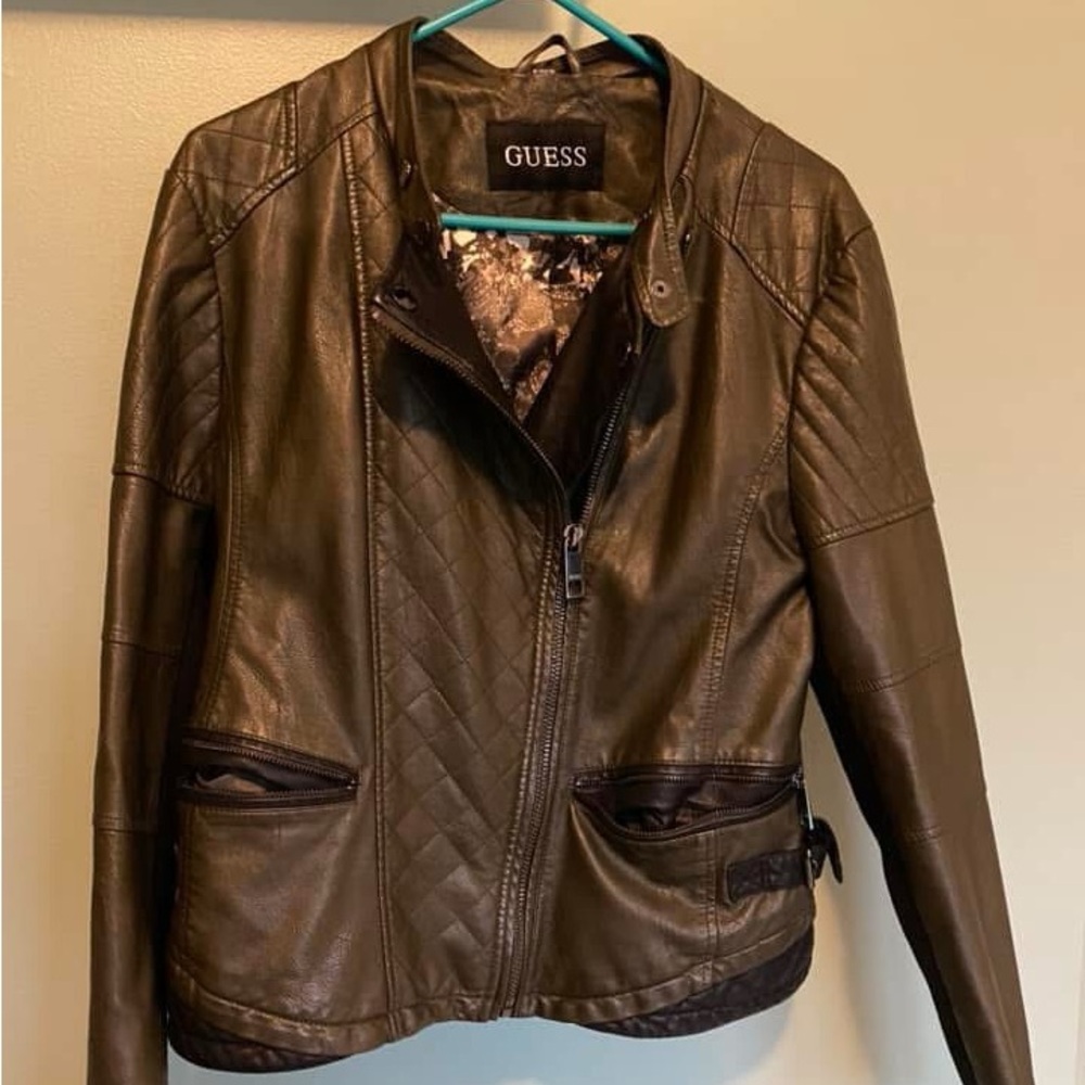Guess Women's Olive Leather Jacket